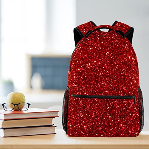 GYDGS Red Glitter Sequins Pattern Large Backpack for Boys Girls SchoolBag with Multiple Pockets Canvas 29.4x20x40cm/11.5x8x16 in