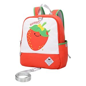 beatrix new york – toddler & kids 11.5″ backpack bag with removable leash for girls & boys (strawberry), ideal for preschool & kindergarten back to school