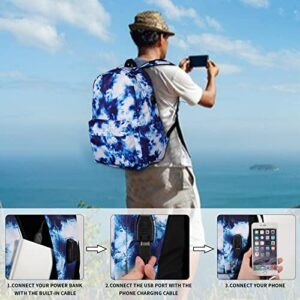 Backpack for Boys Kids Teen Tie Dye School Backpack Bookbag with USB Charger Port Kids Travel Backpack Back to School Supplies Gift for Men Teen Girls Outdoor Backpack