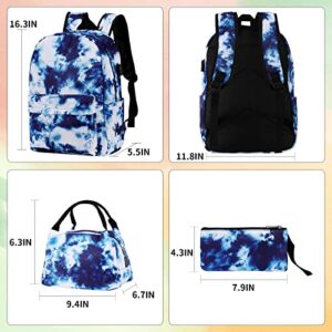 Backpack for Boys Kids Teen Tie Dye School Backpack Bookbag with USB Charger Port Kids Travel Backpack Back to School Supplies Gift for Men Teen Girls Outdoor Backpack