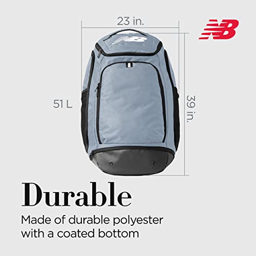 New Balance Sports Backpack, Team Travel Gym Bag for Men and Women, Grey, One Size