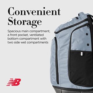 New Balance Sports Backpack, Team Travel Gym Bag for Men and Women, Grey, One Size
