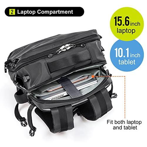 SANWA 15.6-inch Laptop Computer Backpack with USB Charging Port, Water Resistant, Anti Theft Business Briefcases, Shoulder Bag Handbag, Compatible with MacBook Dell Notebook, School, for Men/Women
