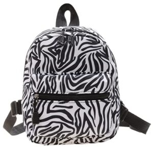 zeho mini backpack for teens small cute backpack for women girls lightweight fashion small canvas daypack, zebra print
