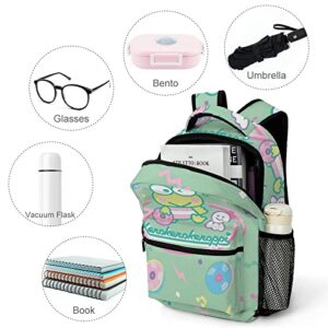 K-ero Ke-ro Keroppi Backpack Knapsack Withe Side Pokect Large Suitable for woman men ​hiking Camping Picnic