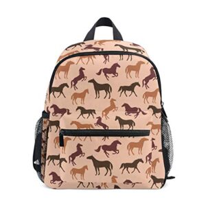 orezi cute kids backpack, horse seamless pattern toddler schoolbag preschool bag travel bacpack for little boy girl