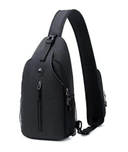 shaelyka small lightweight black crossbody bags for men and women, 8 pockets small sling bag