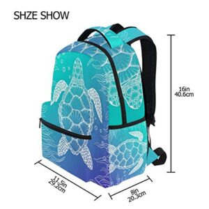 Sea Watercolor Turtle Backpack Travel College Book Bag Shoulder Bag Camping Hiking Laptop Daypack2