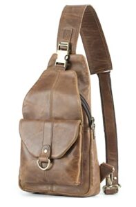 handmade world genuine leather sling bag for men chest shoulder crossbody travel hiking backpack vintage handmade daypack