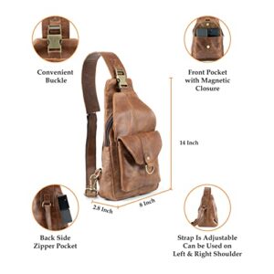 Handmade World Genuine Leather Sling Bag for Men Chest Shoulder Crossbody Travel Hiking Backpack Vintage Handmade Daypack