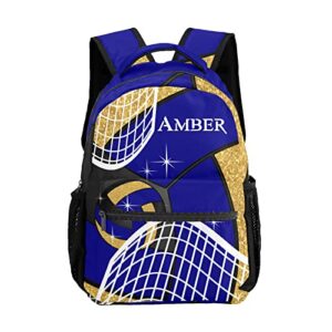 sunfancycustom volleyball print blue backpack personalized daypack laptop travel hiking bag with name