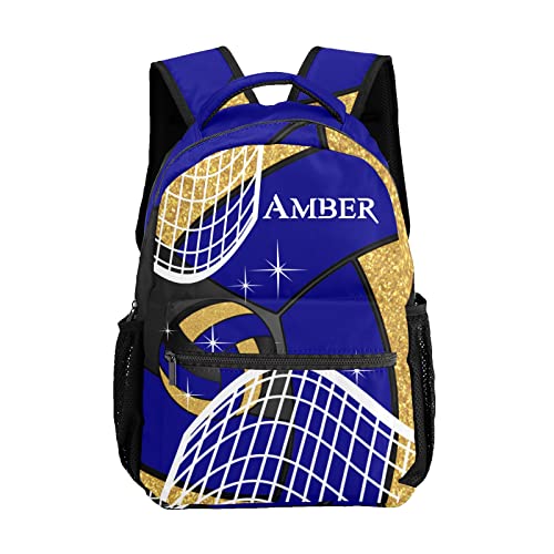 SunFancyCustom Volleyball Print Blue Backpack Personalized Daypack Laptop Travel Hiking Bag with Name