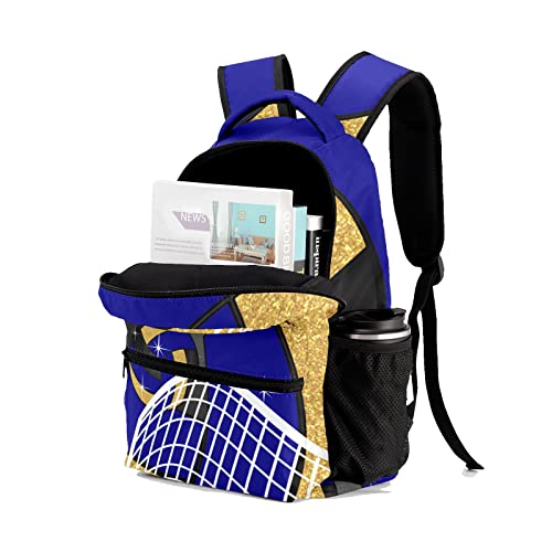 SunFancyCustom Volleyball Print Blue Backpack Personalized Daypack Laptop Travel Hiking Bag with Name