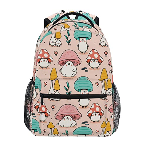 School Backpack Lovely Colorful Mushrooms, Large Capacity Suitable for Teens Boys and Girls, Size 16.9 x 12 x 7.3 inch