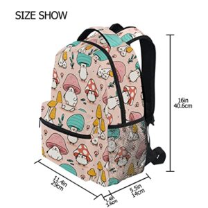 School Backpack Lovely Colorful Mushrooms, Large Capacity Suitable for Teens Boys and Girls, Size 16.9 x 12 x 7.3 inch