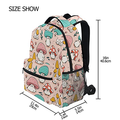 School Backpack Lovely Colorful Mushrooms, Large Capacity Suitable for Teens Boys and Girls, Size 16.9 x 12 x 7.3 inch