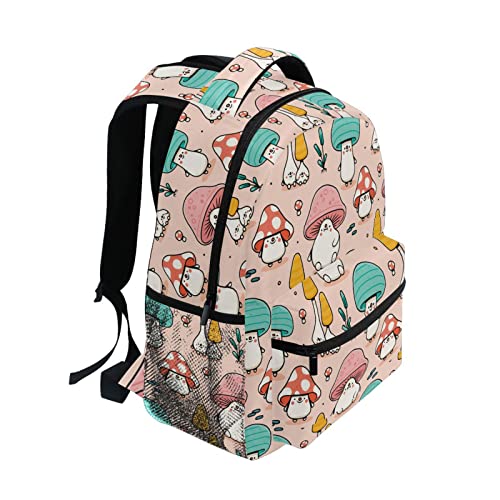 School Backpack Lovely Colorful Mushrooms, Large Capacity Suitable for Teens Boys and Girls, Size 16.9 x 12 x 7.3 inch