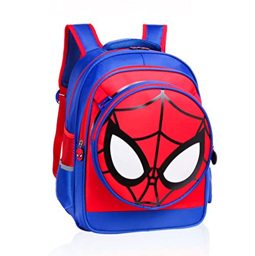 Kids Backpack Children Primary School Bag Waterproof Comic Backpack for Boys with Lunch Box (Blue)