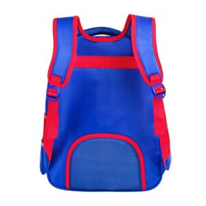 Kids Backpack Children Primary School Bag Waterproof Comic Backpack for Boys with Lunch Box (Blue)