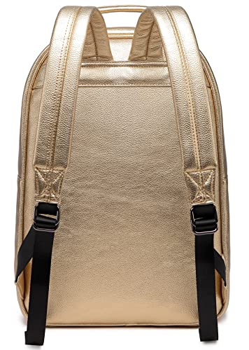 kiisy 3D Lion Head Backpack Bookbag,Designer Travel Laptop Backpack,PU Leather Water Resistant College School Computer Bag (Gold)