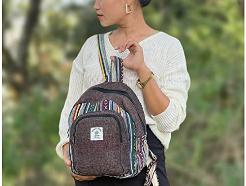 Z ZILLION CRAFT All natural mini Hemp back pack for men and women. 100 % Eco friendly vegan material from Hemp and Gheri. Multi color small size light back pack.