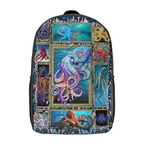 17 inch octopus backpack sea animals octopus backpack lightweight waterproof laptop backpacks casual school bags gifts for boys girls