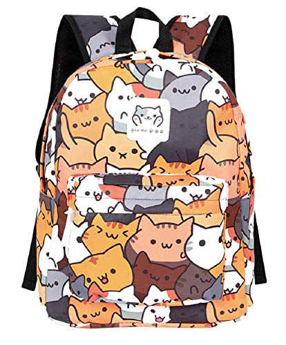 GK-O Cute Cat Canvas Backpack School Shoulder Bag Laptop Bag