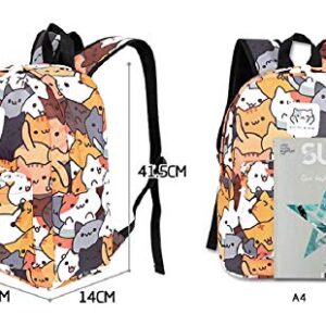 GK-O Cute Cat Canvas Backpack School Shoulder Bag Laptop Bag