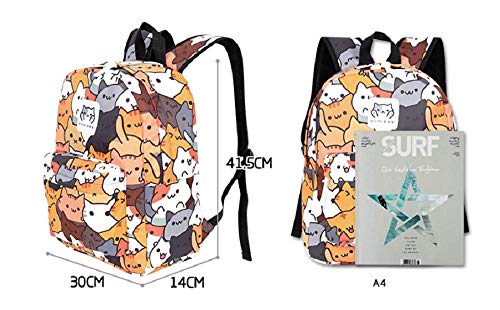 GK-O Cute Cat Canvas Backpack School Shoulder Bag Laptop Bag