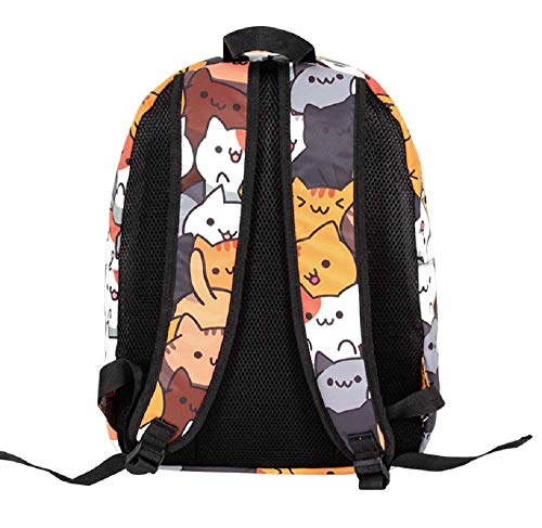 GK-O Cute Cat Canvas Backpack School Shoulder Bag Laptop Bag