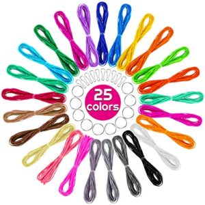 lanyard string, cridoz 25 colors gimp string plastic lacing cord with 20pcs snap clip hooks and keyrings for crafts, bracelet, lanyards and jewelry making