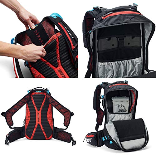 USWE Pow 16L, Ski and Snowboard Backpack with Back Protector, for Men and Women. Insulated Snow Hydration Pack with Thermo Cell Freeze Protection. Bounce Free. Black.