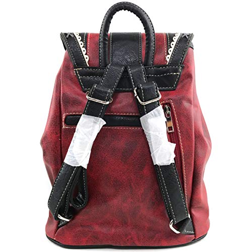Zelris Western Country Floral Buckle Rucksack Backpack (Red)