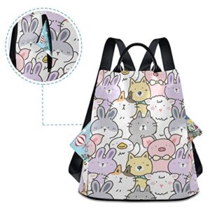 ALAZA Cute Animal Cat Pig Rabbit Sheep Backpack for Daily Shopping Travel