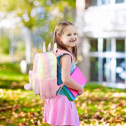 Girls Backpack, Kids Backpack for Girls with Lunch Box Girls Rainbow Unicorn Backpack Sequin Glitter School Backpack Preschool Kindergarten Elementary School Bag for 4- 8 Years Old Girl