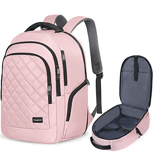 Deegotech 40L Travel Backpack for Women Airline Approved Carry On Backpack, Water Resistant Lightweight Large Travel Backpack for Clothes Personal Item, fit 17inch Laptop, College School Bookbag, Pink