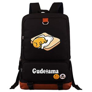 duuloon students school bag durable classic basic backpack-gudetama laptop bag for boys girls, black