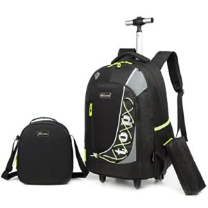 mohco rolling backpack 18inch with lunch bag and pencil case wheeled school bookbag for boys and girls