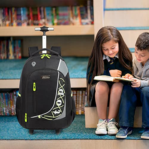 MOHCO Rolling Backpack 18inch with Lunch Bag and Pencil Case Wheeled School Bookbag for Boys and Girls