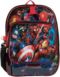 marvel comic book universe superheroes 4-piece backpack set for boys