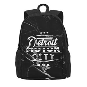 Ruento-Michigan-Detroit-Motor-City-Backpack, Laptop Backpack Gym Bags Travel Daypack School Bookbags For Teens Boys Girls