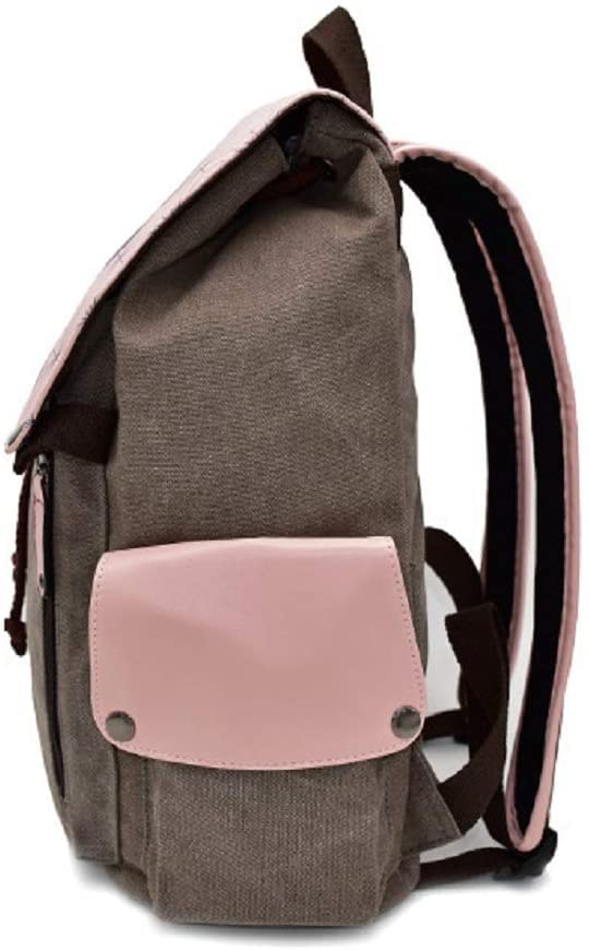 Backpack Drawstring Rucksack Canvas Laptop Backpack Bookbag Travel Bag For Unisex Teens Adults One Size Pink