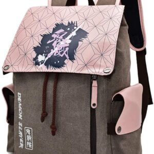 Backpack Drawstring Rucksack Canvas Laptop Backpack Bookbag Travel Bag For Unisex Teens Adults One Size Pink