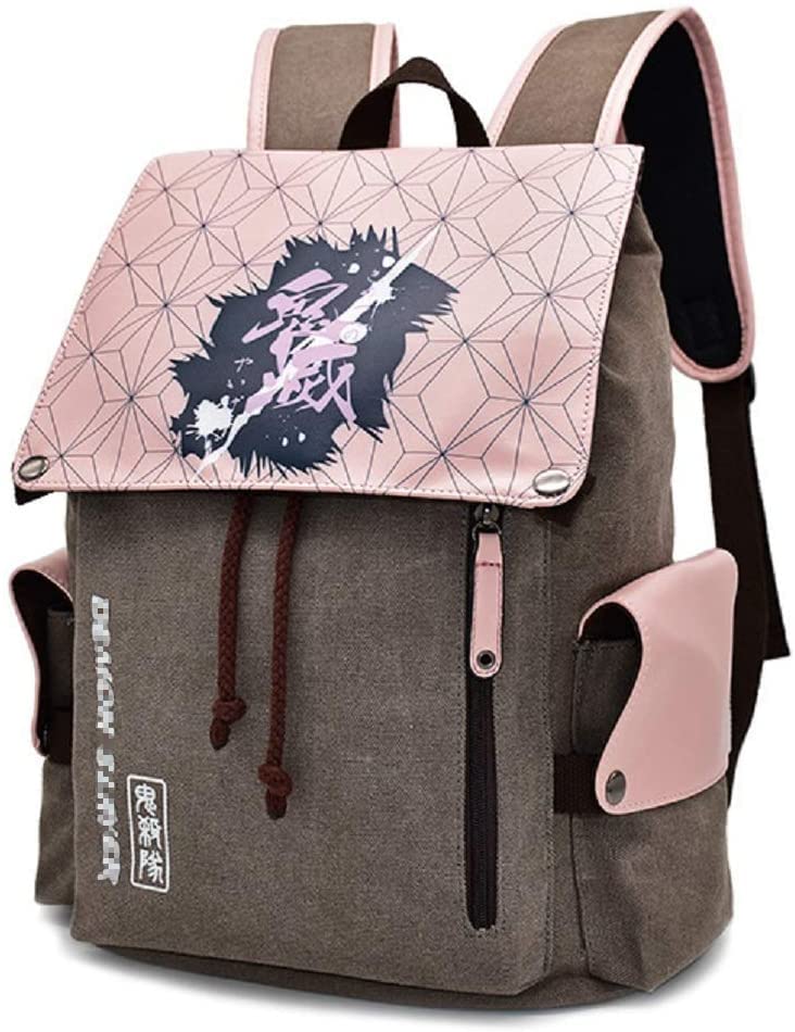 Backpack Drawstring Rucksack Canvas Laptop Backpack Bookbag Travel Bag For Unisex Teens Adults One Size Pink