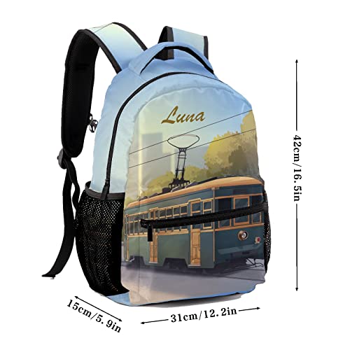 Liveweike Train Personalized Kids Backpack with Name Teen Girl Boy Primary School Travel Bag