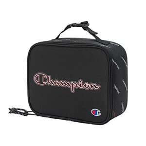 champion unisex child youth lunch kit backpacks, black/scarlet, youth size us