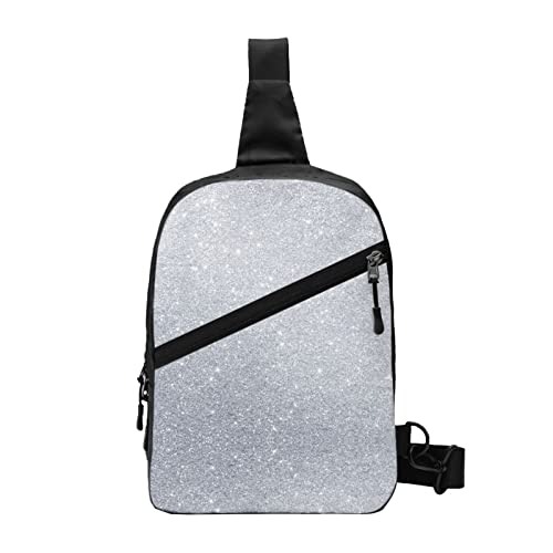 Diamond Silver Pattern Sling Bag Foldable Chest Shoulder Backpack Fanny Pack Crossbody Bags For Men Women Travel Hiking Outdoors