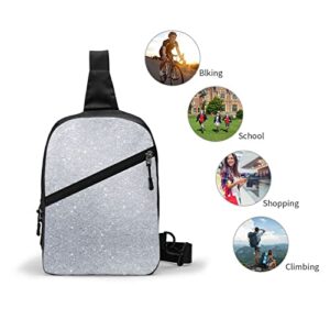 Diamond Silver Pattern Sling Bag Foldable Chest Shoulder Backpack Fanny Pack Crossbody Bags For Men Women Travel Hiking Outdoors