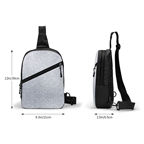 Diamond Silver Pattern Sling Bag Foldable Chest Shoulder Backpack Fanny Pack Crossbody Bags For Men Women Travel Hiking Outdoors