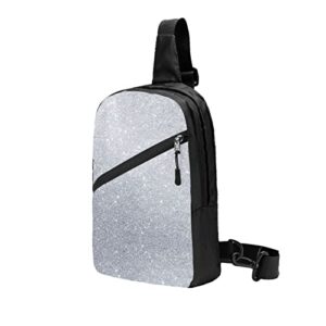 Diamond Silver Pattern Sling Bag Foldable Chest Shoulder Backpack Fanny Pack Crossbody Bags For Men Women Travel Hiking Outdoors